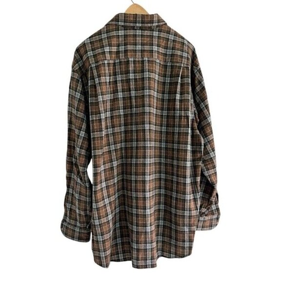 Vintage Pendleton Mens Sz XL Brown Gray Plaid 100% Wool Button Up Long Slv Shirt - Picture 3 of 9